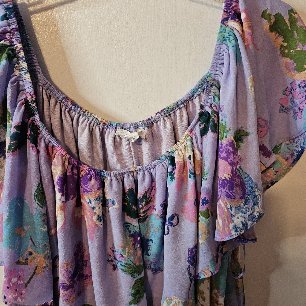 Le Kate purple floral midi dress 2X - Picture 8 of 10